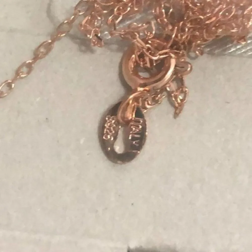 Sterling silver and cubic zirconia pendant necklace rose gold plated NEW